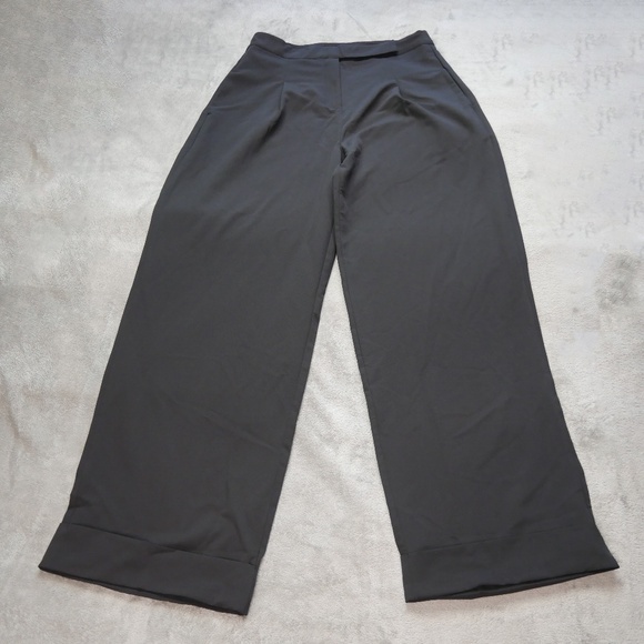 Jeaamksser Womens XL High Waisted Black Pleated Trousers Straight Leg Pants NWOT - Picture 3 of 12